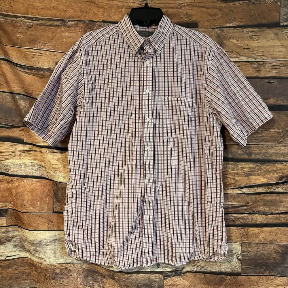 Daniel Cremieux Signature Collection Shirt Mens L Large Plaid Short Sleeve